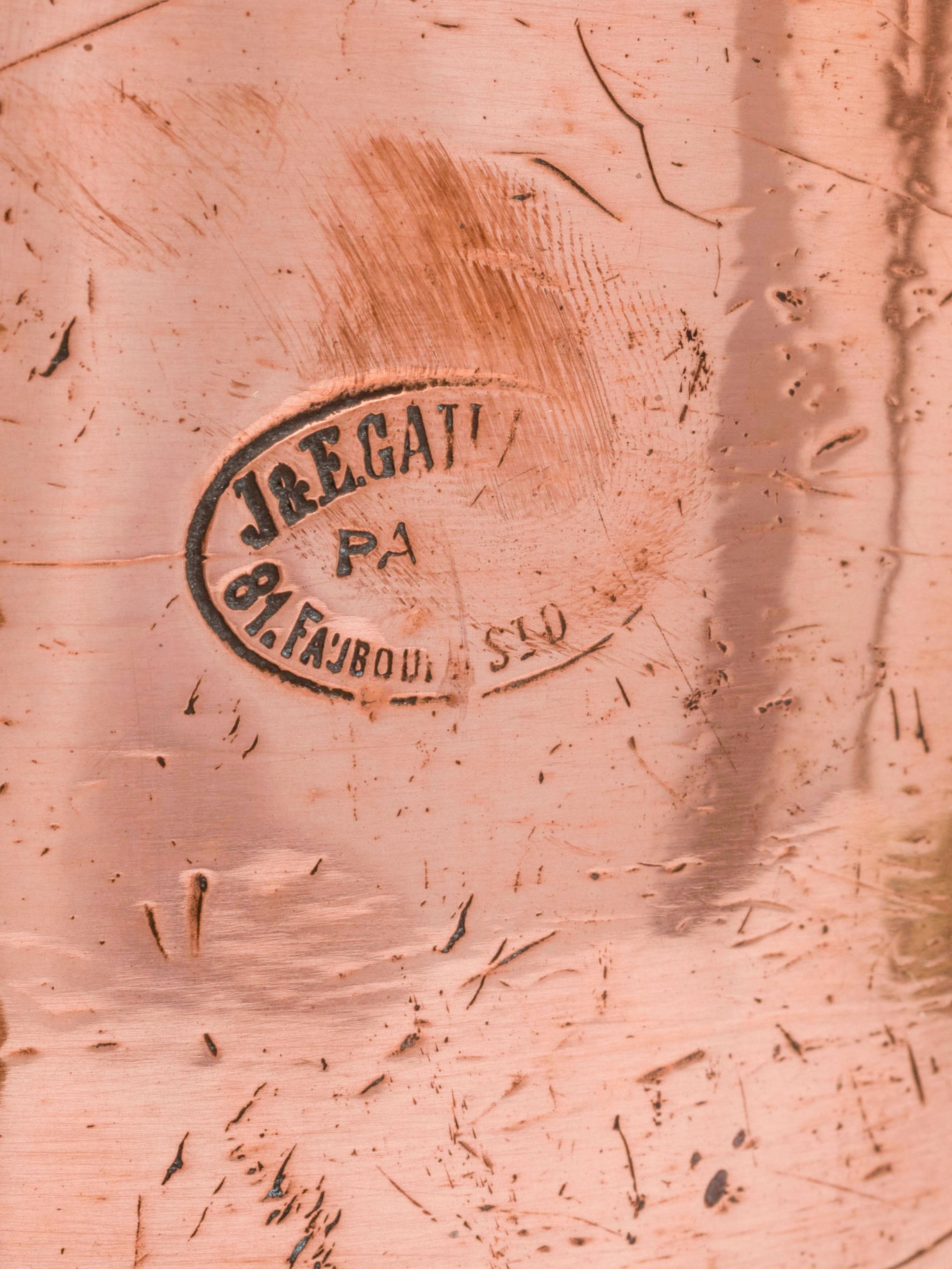 A French Copper Stock Pot with Brass Handles