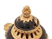 A Pair of Louis XV Style Gilt Bronze Mounted Marble Covered Urns