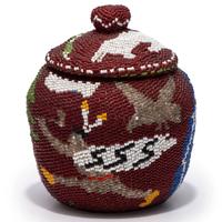 Paiute Pictorial Beaded Basket