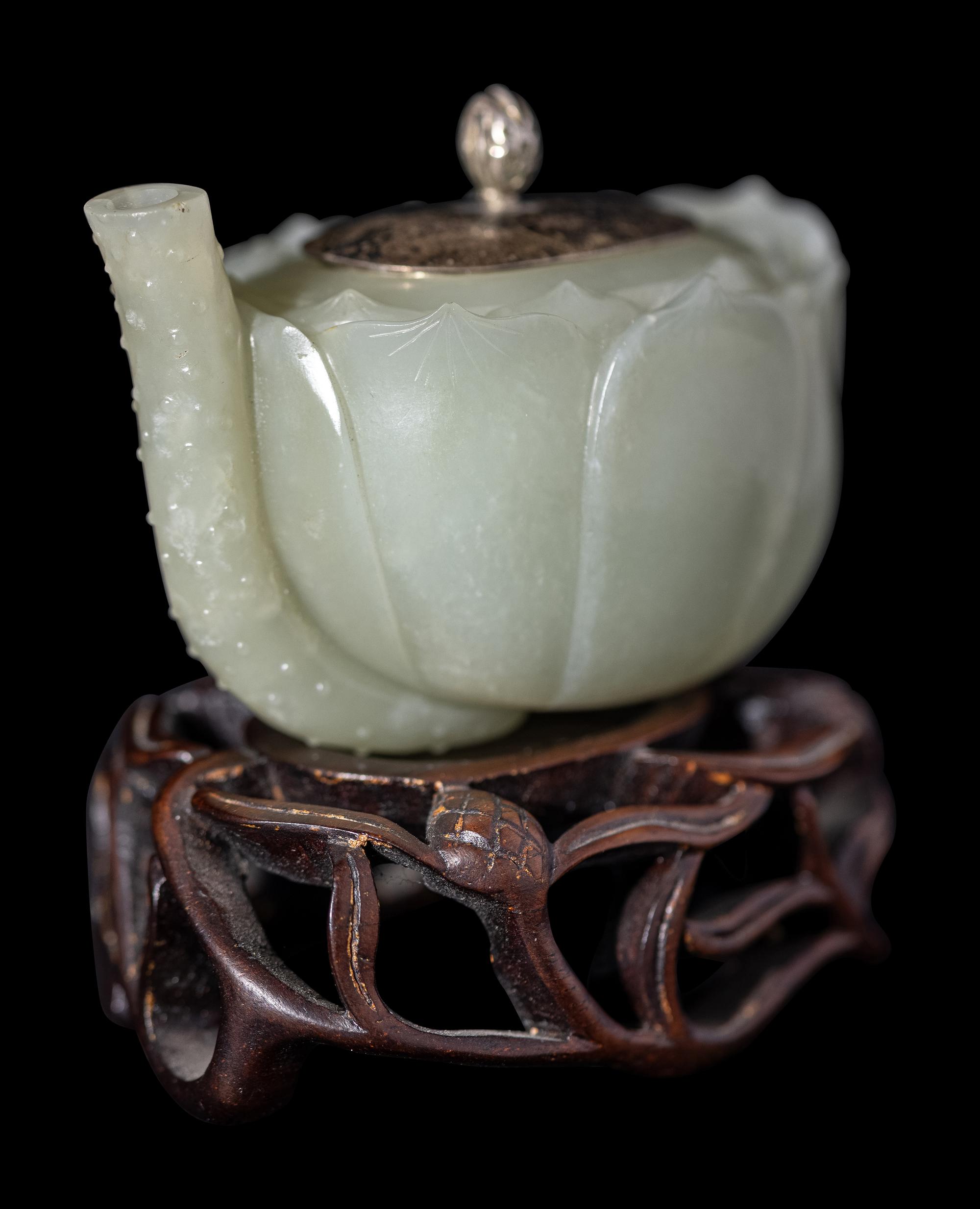 A Chinese Celadon Jade 'Lotus' Water Dropper