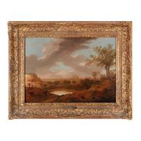 Dirck Verhaert (Dutch, 1610-1675) — A River Landscape with Travelers and Men Fishing, View of Haarlem