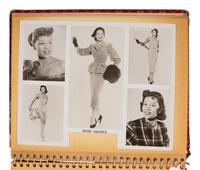 [EARLY PHOTOGRAPHY]. Photograph album containing modeling portraits and headshots of African American men and women incl. Trudy Daniels Haynes and Mexican actress Lourdes "Lulu" Guerrero. Ca 1950s-1960s.