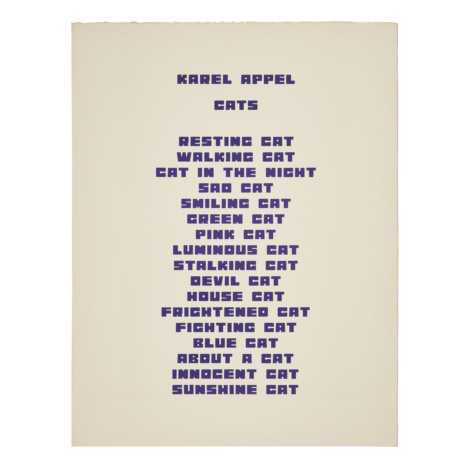 Karel Appel (Dutch, 1921-2006) — Cats (complete portfolio of seventeen lithographs, with title page and portfolio case), 1978