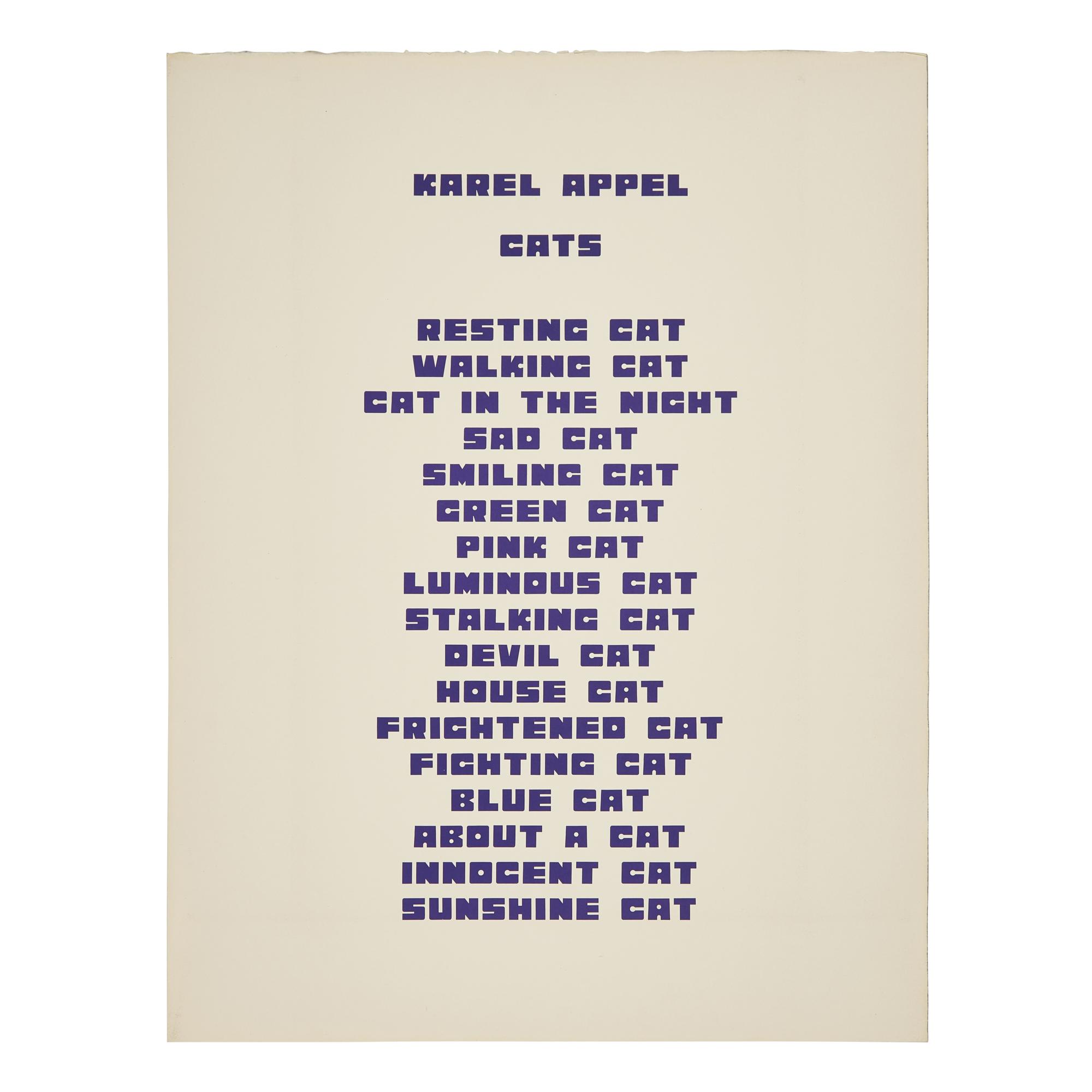 Karel Appel (Dutch, 1921-2006) — Cats (complete portfolio of seventeen lithographs, with title page and portfolio case), 1978