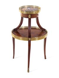 A Louis XV/XVI Two Tiered Mahogany Table