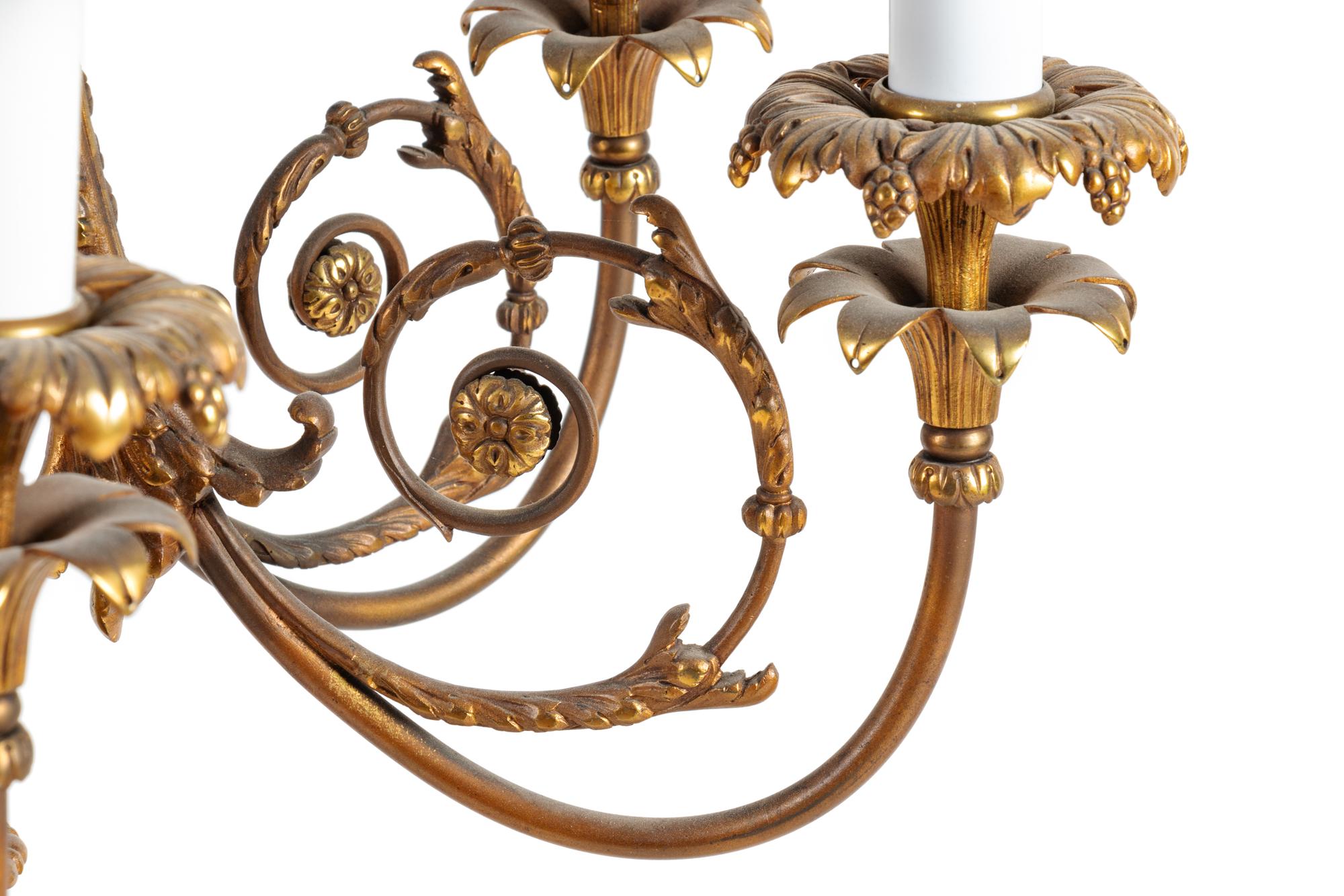 A Neoclassical Style Gilt Metal Six-Light Chandelier
