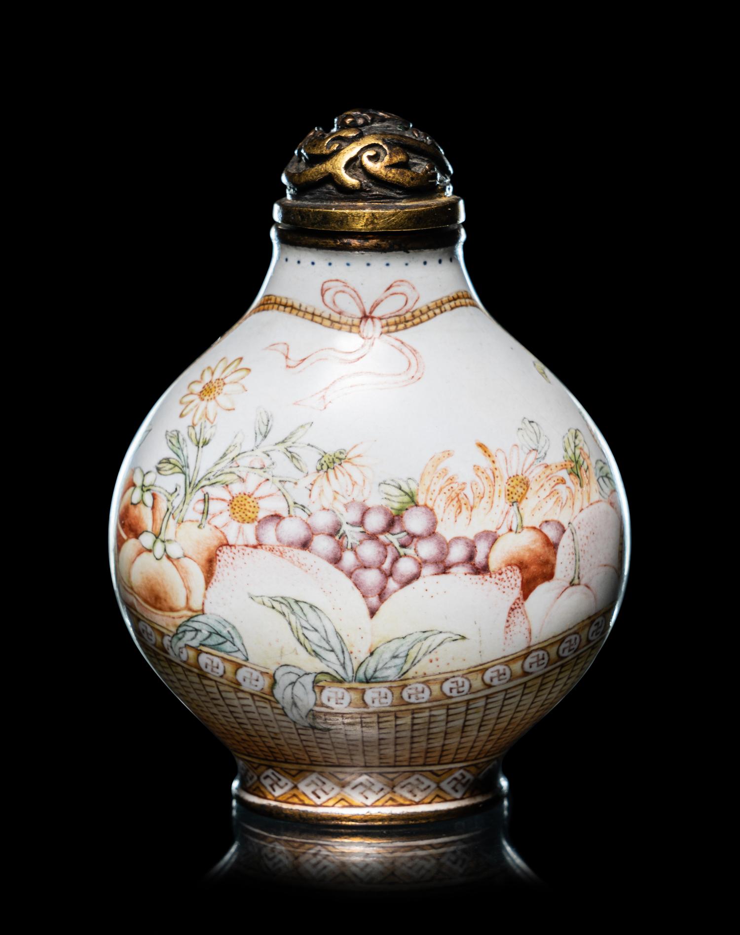 A Set of Six Peking Enamel on Copper Snuff Bottles