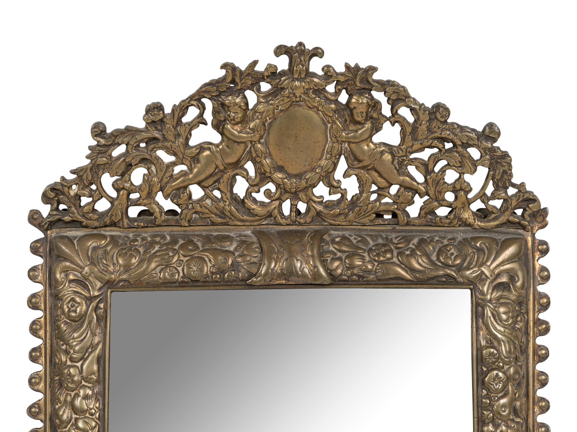 A Pair of Neoclassical Bronze Three-Light Girandole Mirrors