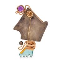 WILLIAM HARPER, ENAMEL AND GEMSTONE 'OCTOBER FRAGMENT' BROOCH