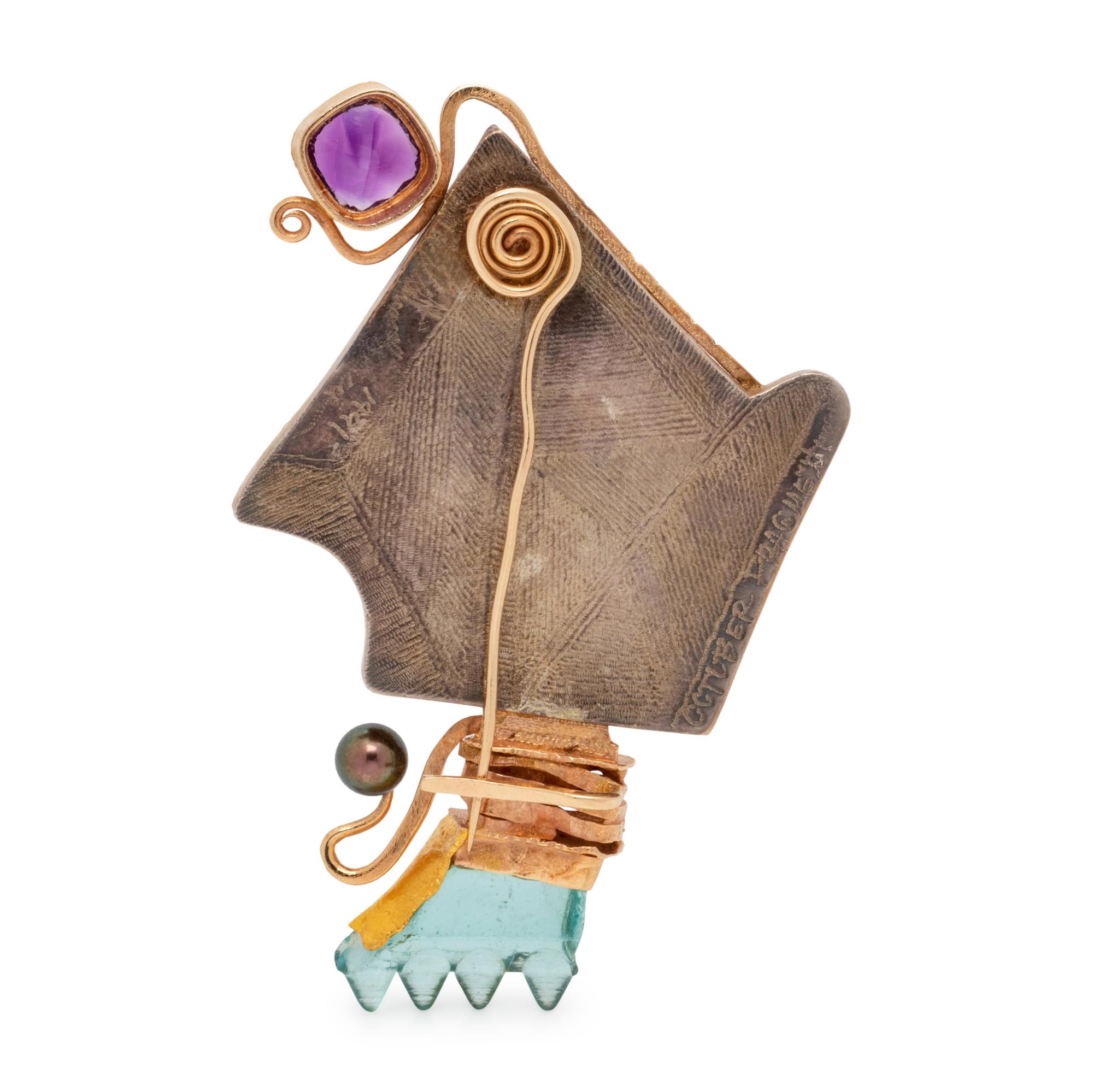 WILLIAM HARPER, ENAMEL AND GEMSTONE 'OCTOBER FRAGMENT' BROOCH