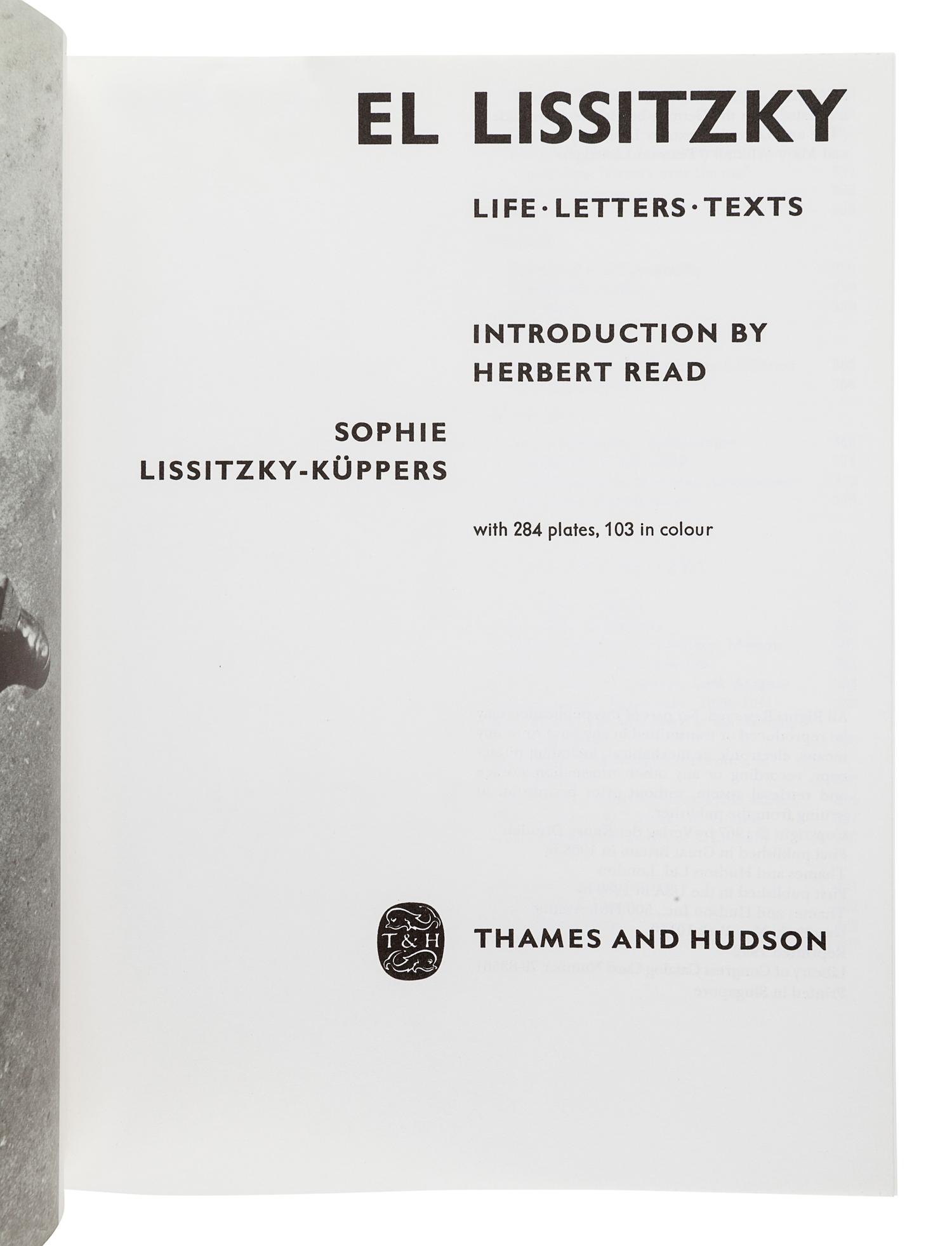 [LISSITZKY, El (1890-1941)]. LISSITZKY-KÜPPERS, Sophie. EL Lissitzky: Life, Letters, Texts. New York: Thames and Hudson, 1992.