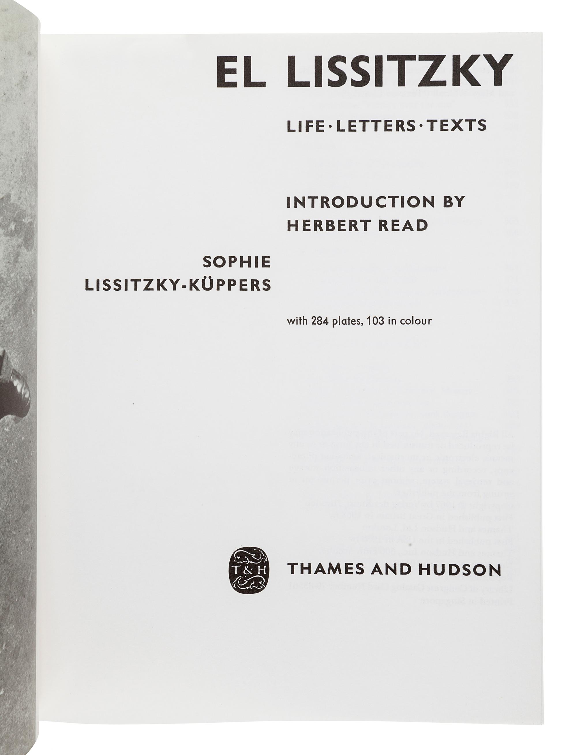 [LISSITZKY, El (1890-1941)]. LISSITZKY-KÜPPERS, Sophie. EL Lissitzky: Life, Letters, Texts. New York: Thames and Hudson, 1992.