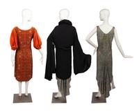 Three Flapper Items: Two Dresses, One Cape, 1920-30s