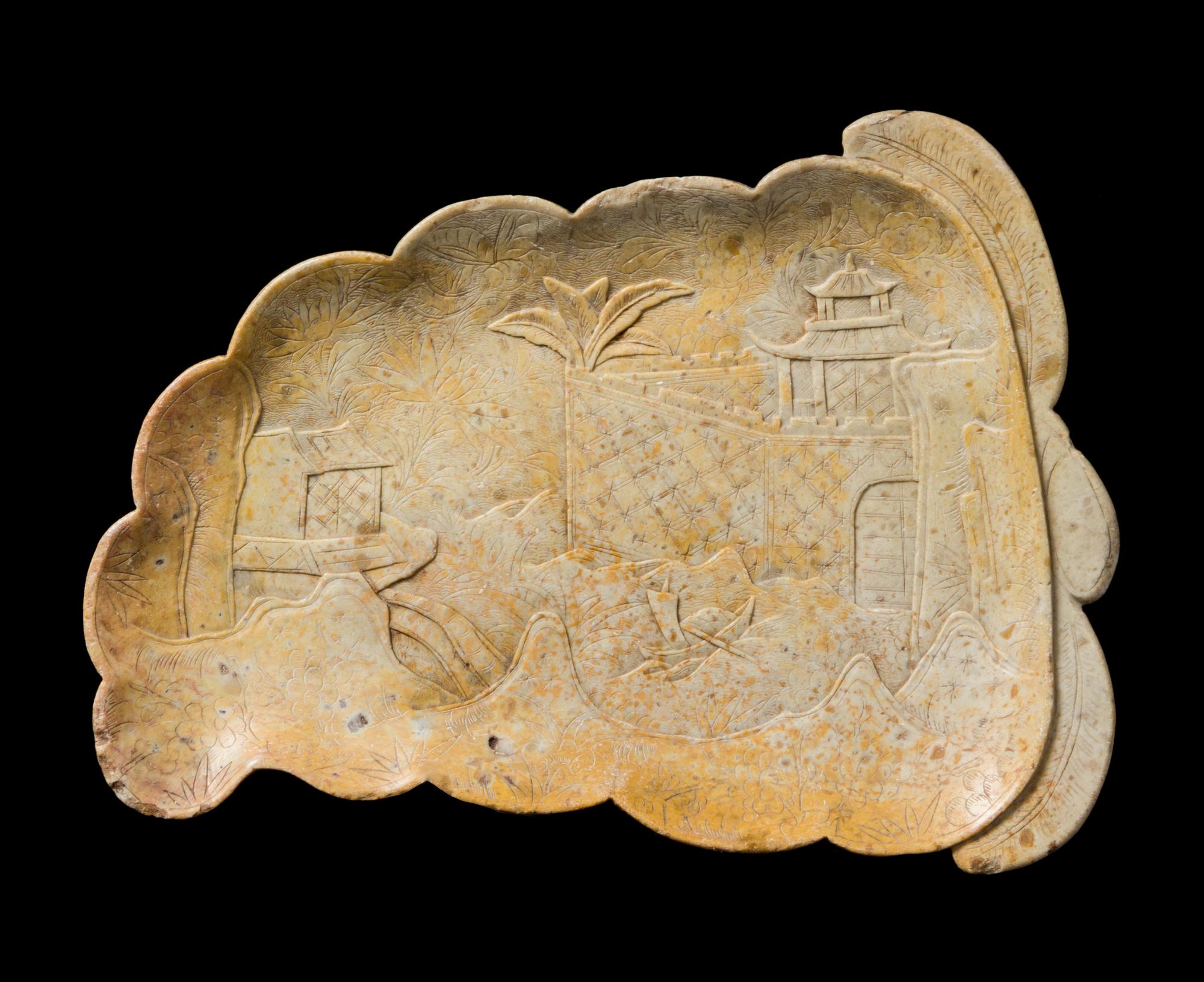 A Chinese Soapstone Berry Shaped Dish LATE 19TH CENTURY Width 12 1/2 inches. — LATE 19TH CENTURY