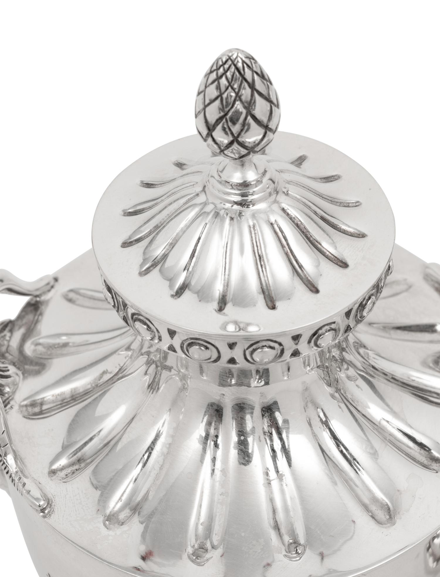 A Pair of English Silver Covered Vases