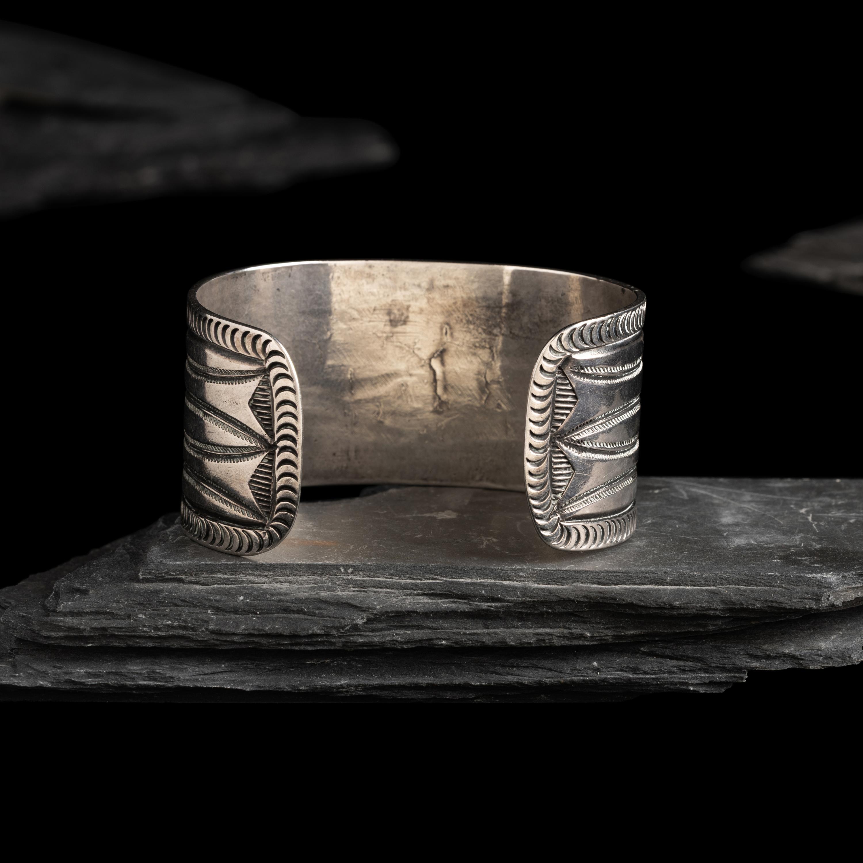 Navajo Ingot Cuff Bracelet, with Heart Stamps
