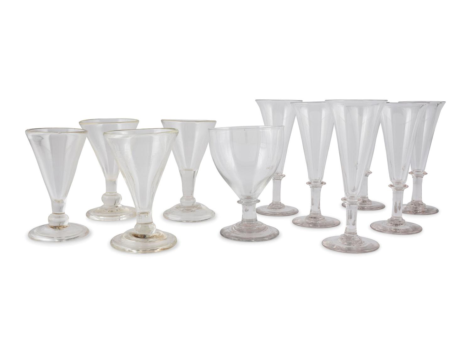 Eleven Blown Glass Goblets