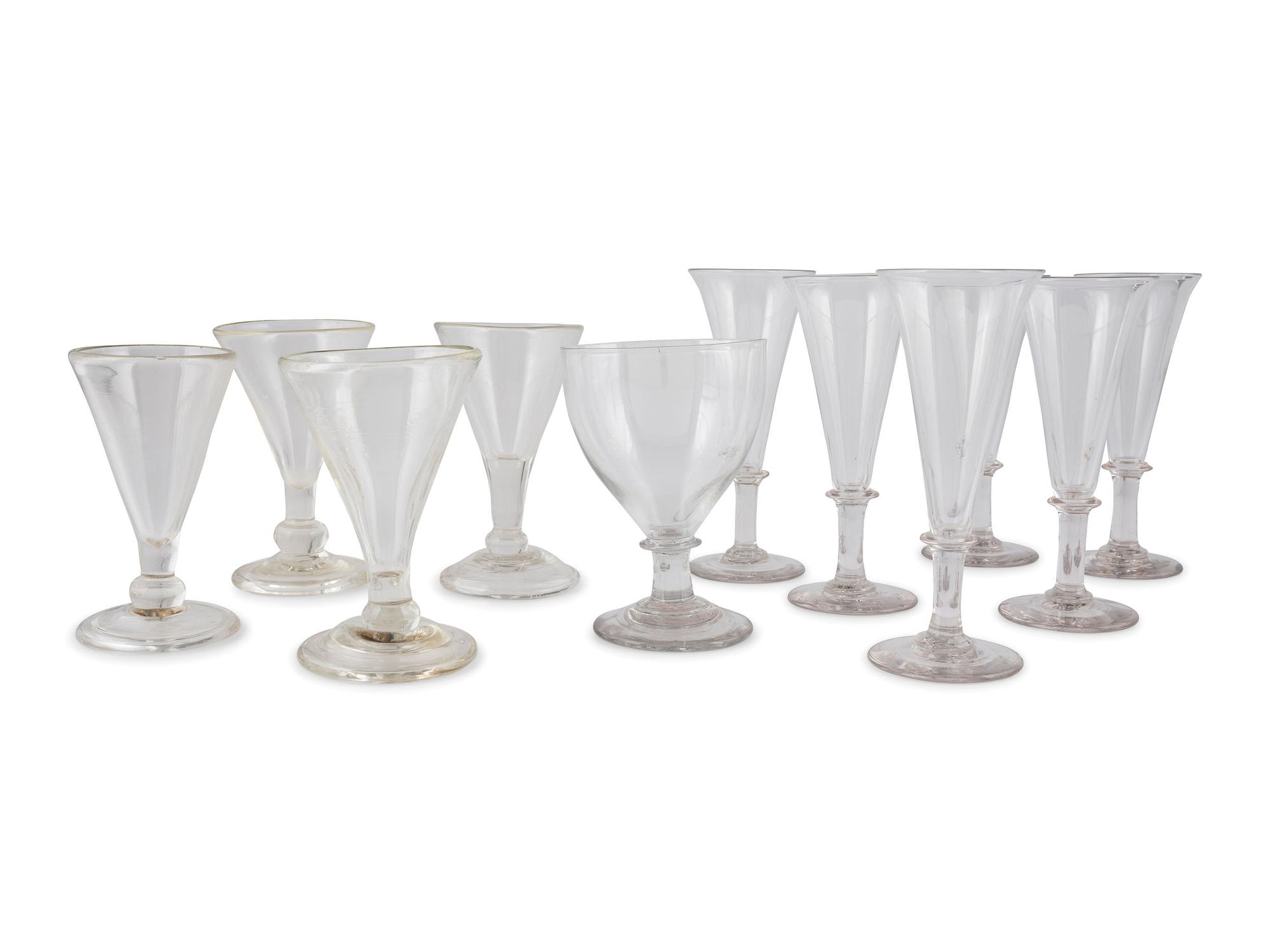 Eleven Blown Glass Goblets