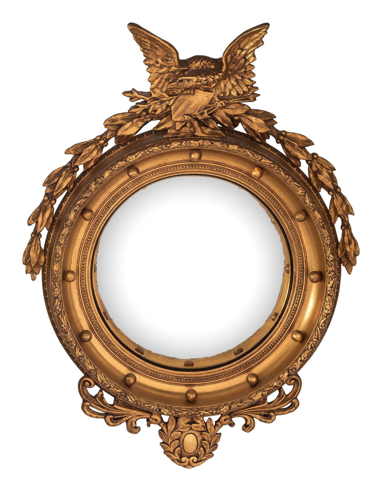 A Federal Style Giltwood Convex Mirror