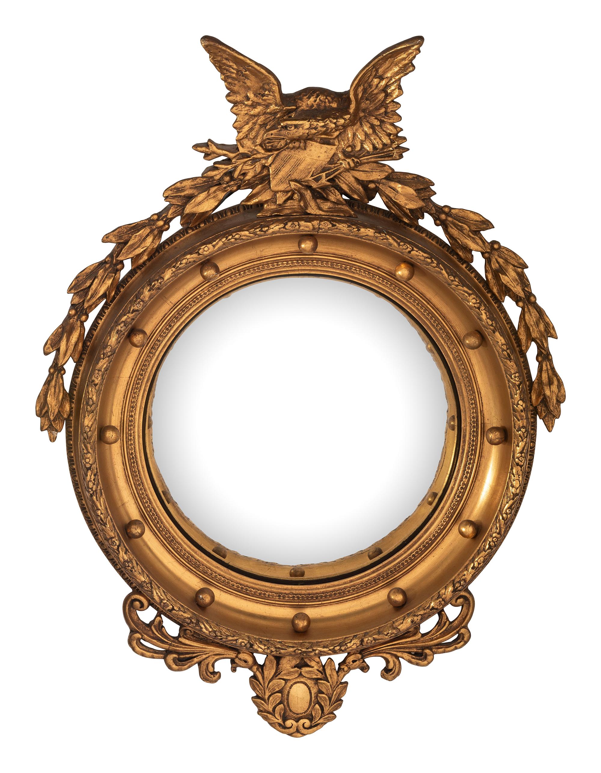 A Federal Style Giltwood Convex Mirror