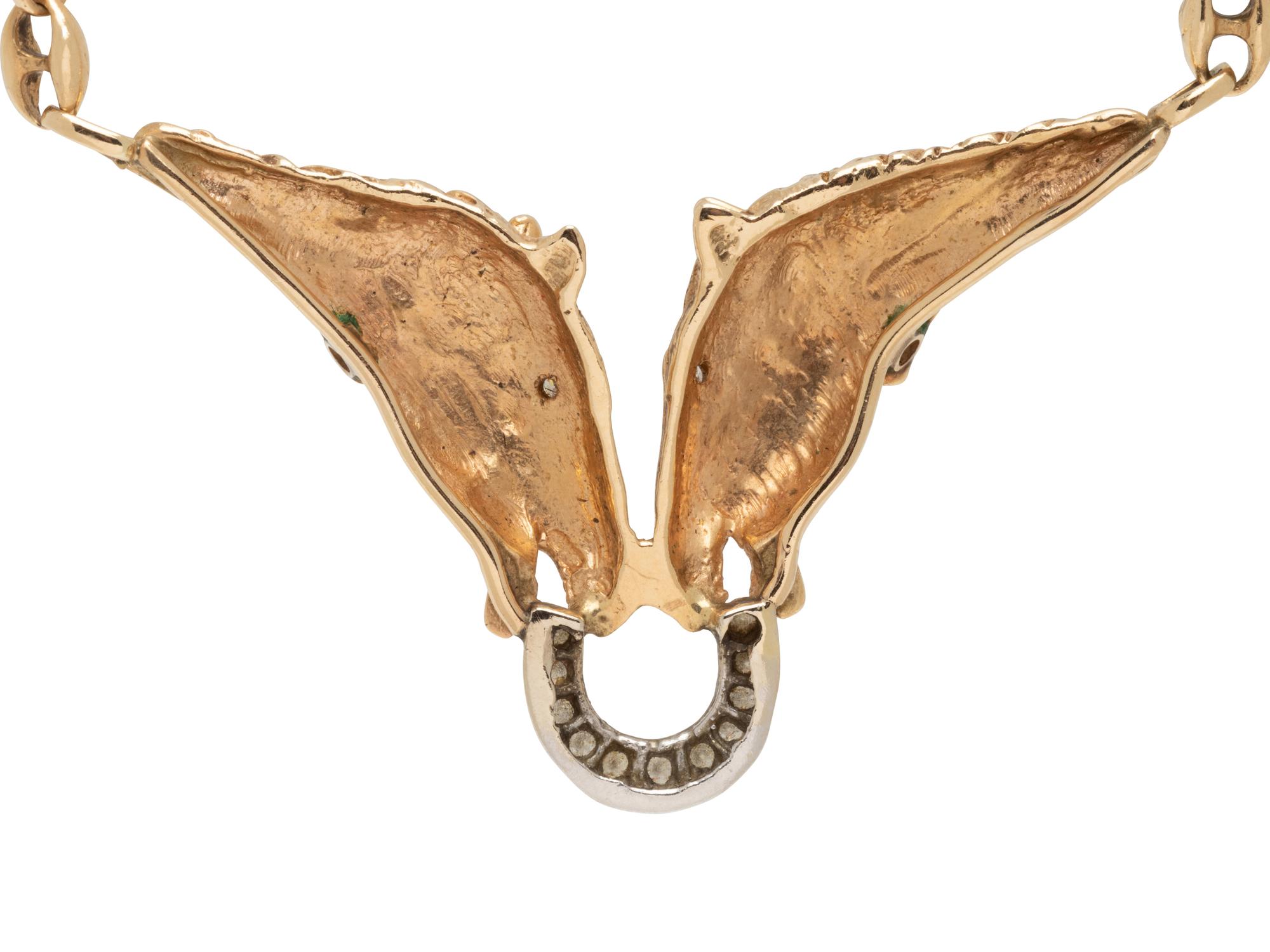 YELLOW GOLD AND DIAMOND HORSE NECKLACE