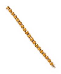 JULIUS COHEN, CITRINE AND DIAMOND BRACELET