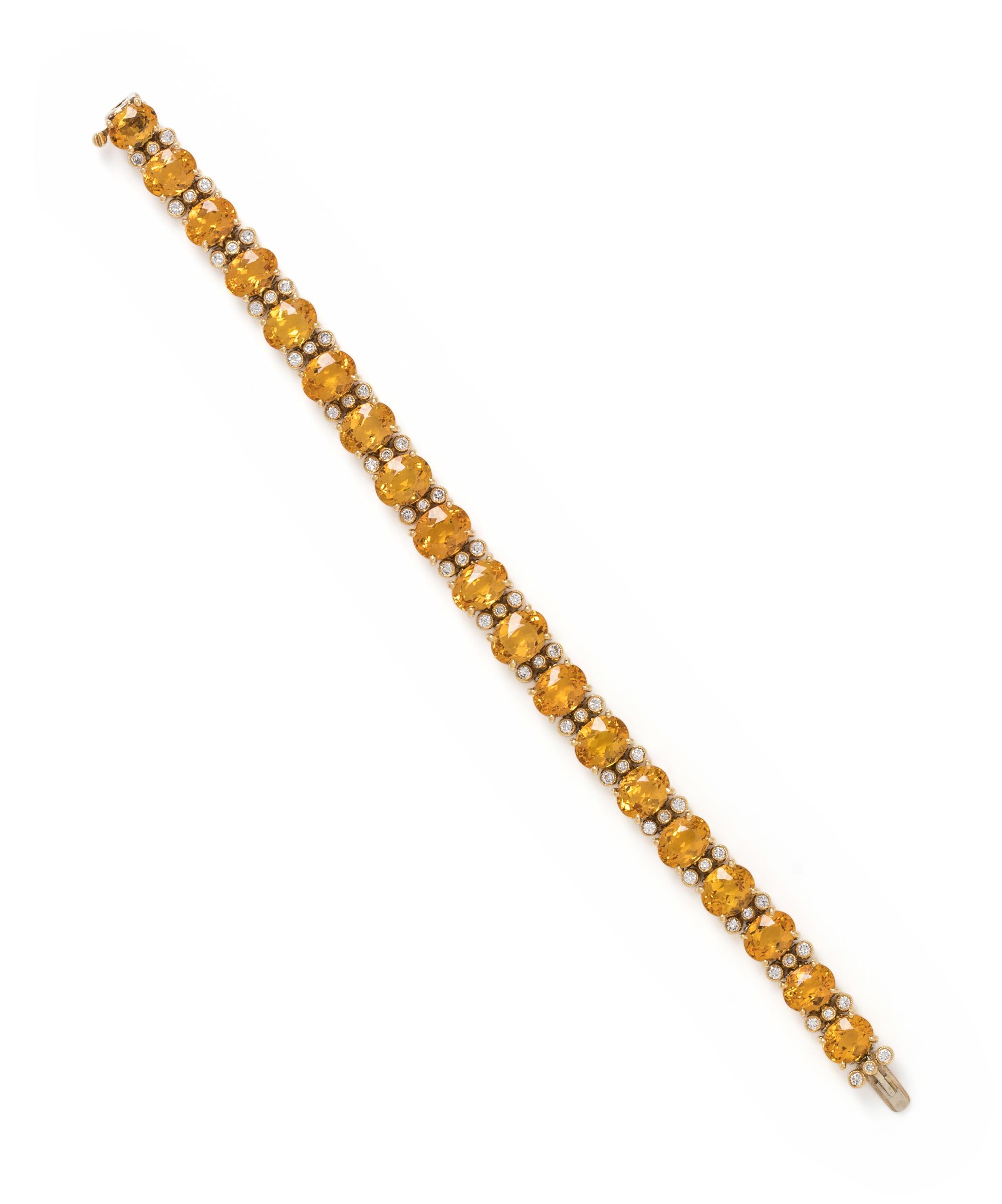JULIUS COHEN, CITRINE AND DIAMOND BRACELET