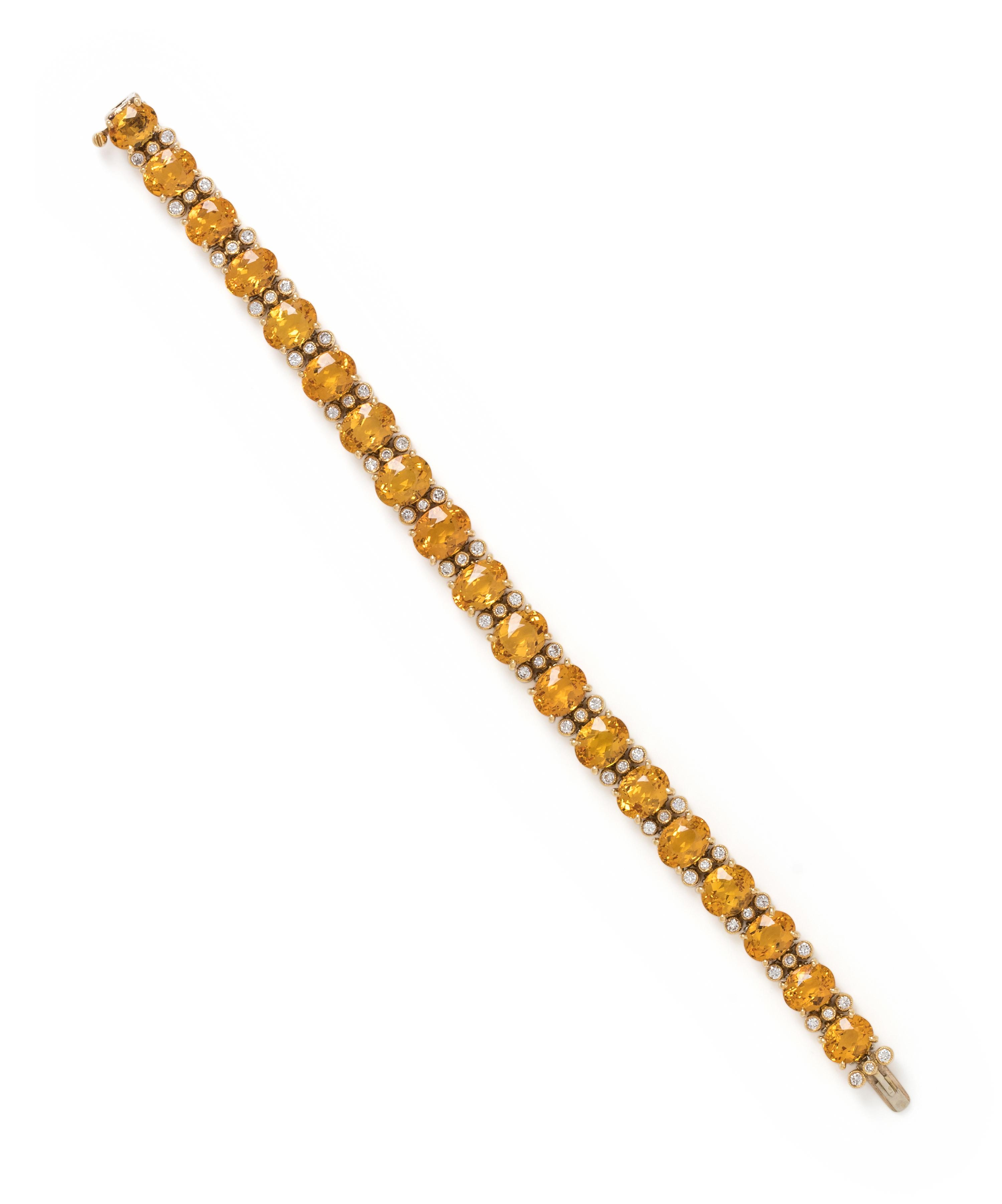 JULIUS COHEN, CITRINE AND DIAMOND BRACELET