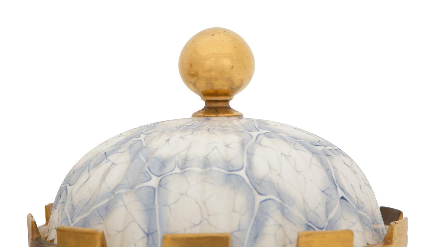 A Pair of English Parcel Gilt Porcelain Fruit Coolers