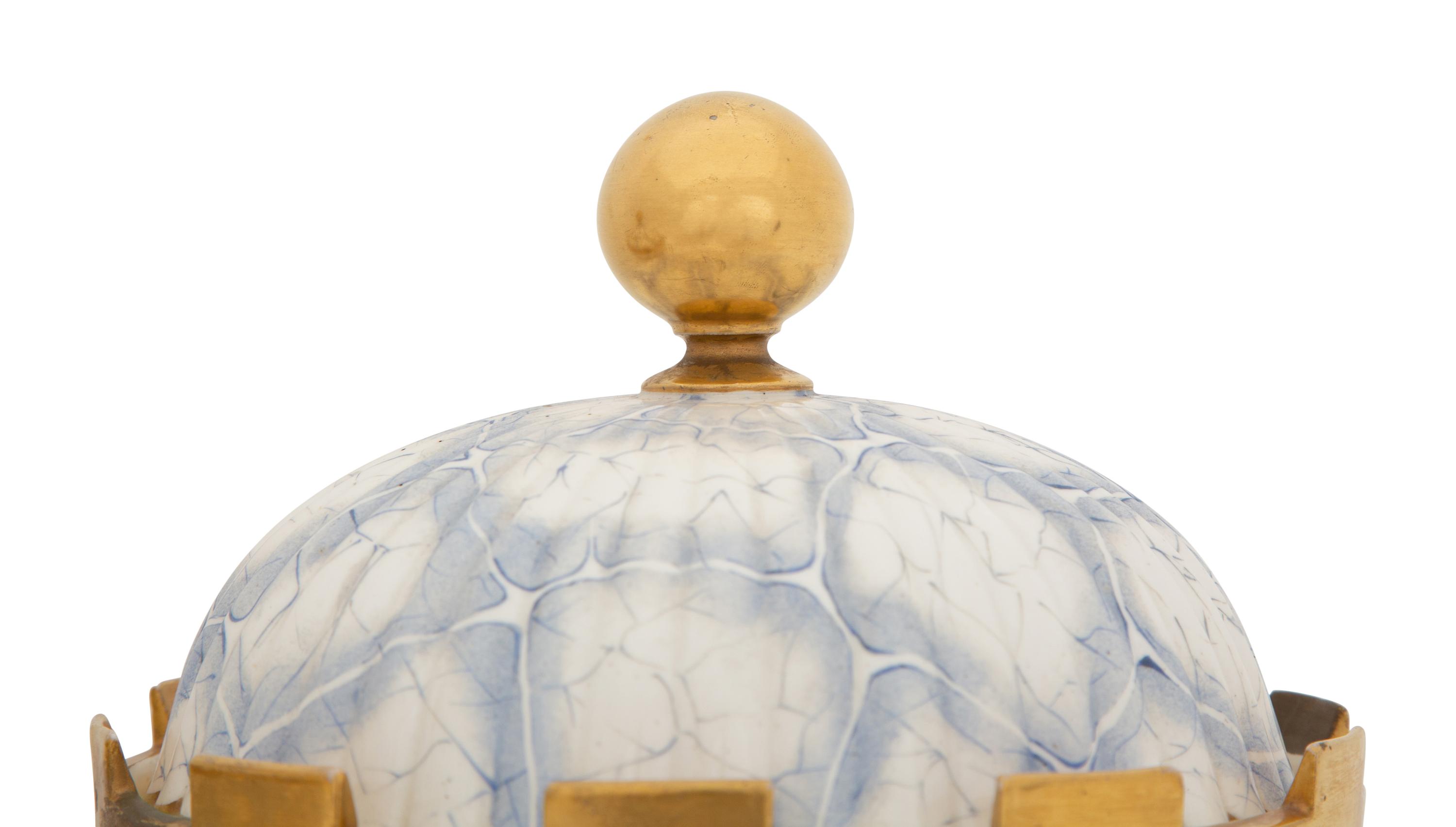 A Pair of English Parcel Gilt Porcelain Fruit Coolers