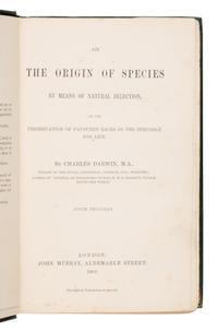 [Natural History]. Darwin, Charles (1809-1882). On the Origin of Species by Means of Natural Selection, or the Preservation of Favoured Races in the Struggle for Life . London: John Murray, 1860.