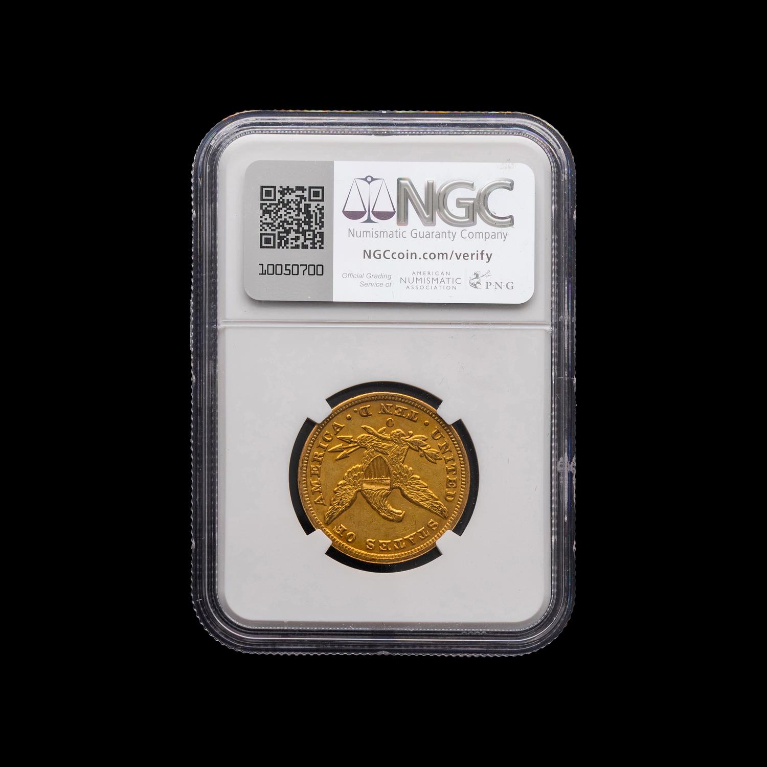 An 1852-O Liberty Head $10 Gold Coin [NGC AU58]