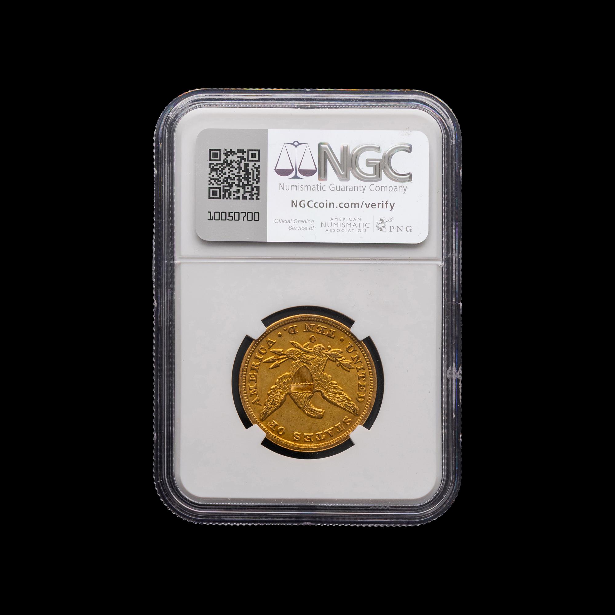 An 1852-O Liberty Head $10 Gold Coin [NGC AU58]