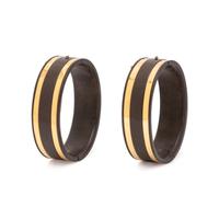 VICTORIAN, PAIR OF GUTTA PERCHA AND YELLOW GOLD BANGLE BRACELETS