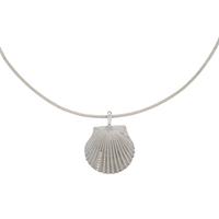 White Gold and Diamond Shell Pendant Necklace