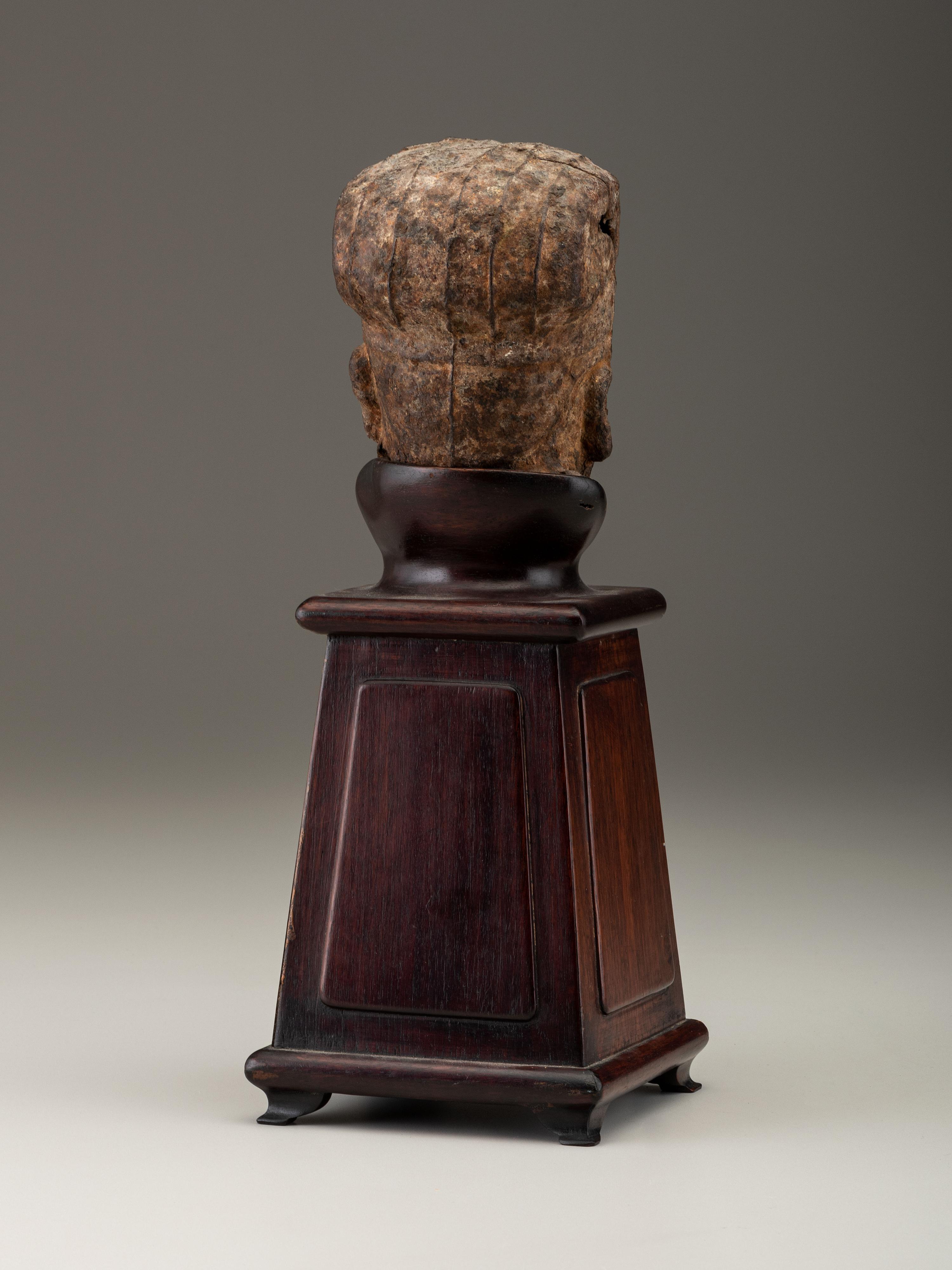 A Chinese Bronze Head of a Priest