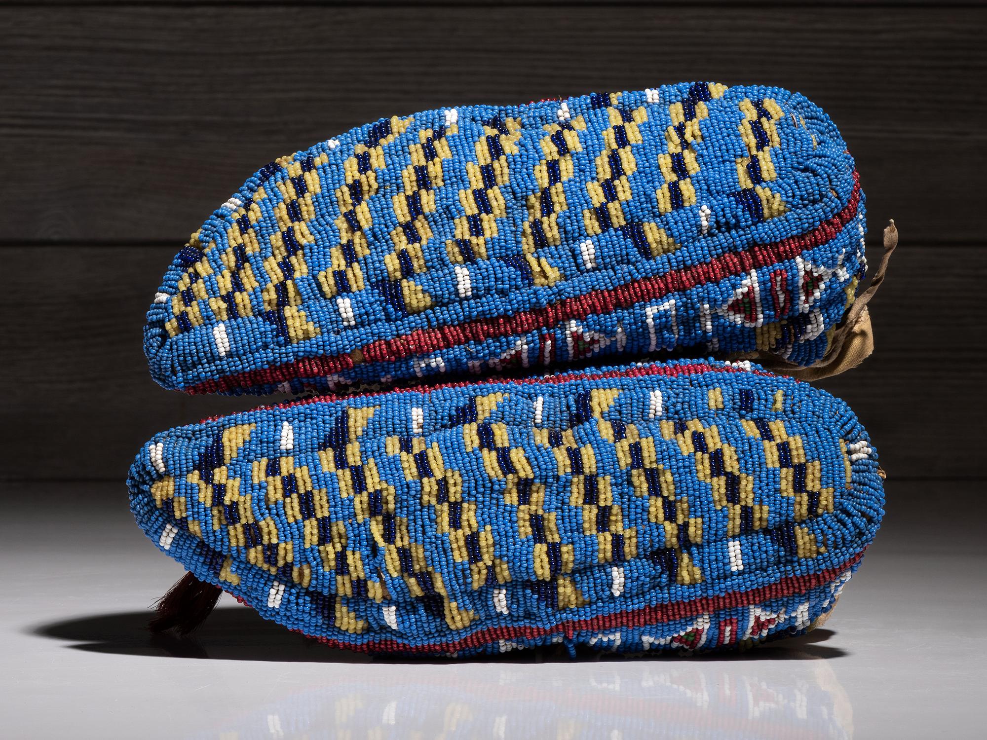 Sioux Fully Beaded Hide Moccasins