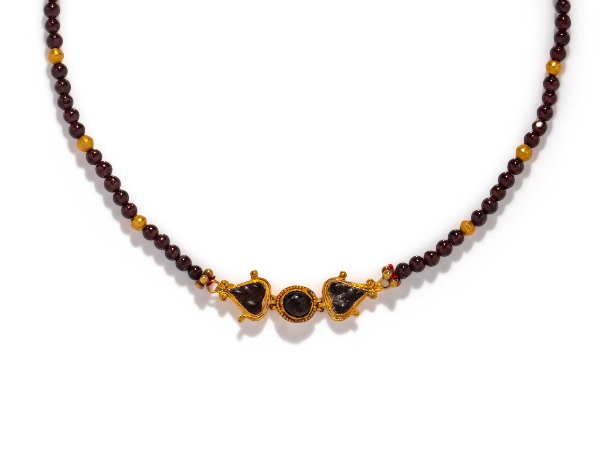 A Roman Garnet and Gold Bead Necklace
