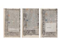 [BOOK OF HOURS]. HARDOUYN, Gilles and Germain (Paris, ca. 1500). A group of 5 printed leaves from a French Book of Hours, likely executed in the workshop of Gilles and Germain Hardouyn (Active ca. 1491-1541). Latin.