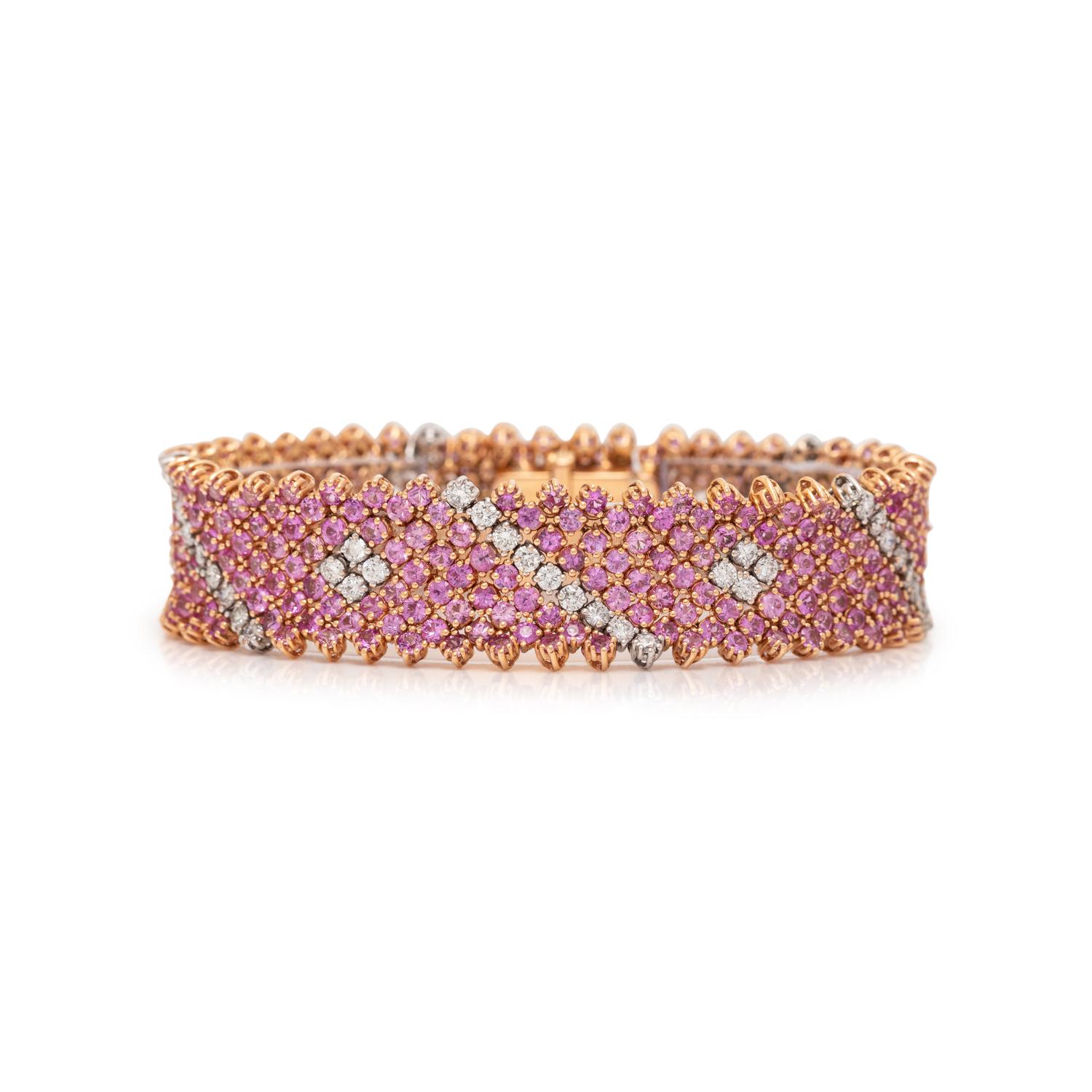 PINK SAPPHIRE AND DIAMOND BRACELET