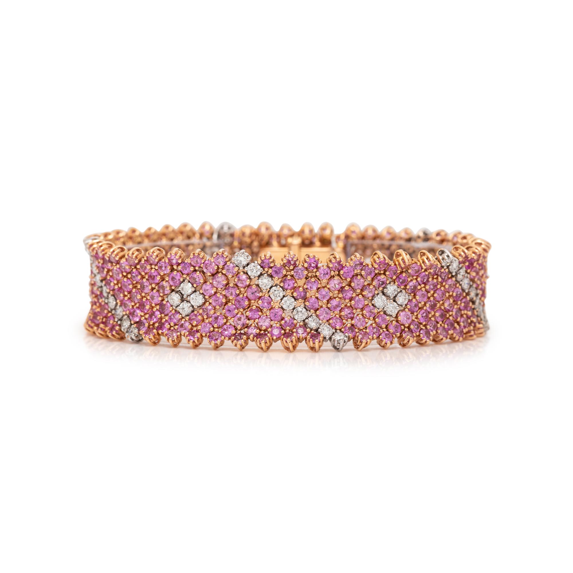 PINK SAPPHIRE AND DIAMOND BRACELET