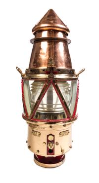 A Large Brass and Copper Buoy Lantern Height 34 inches.
