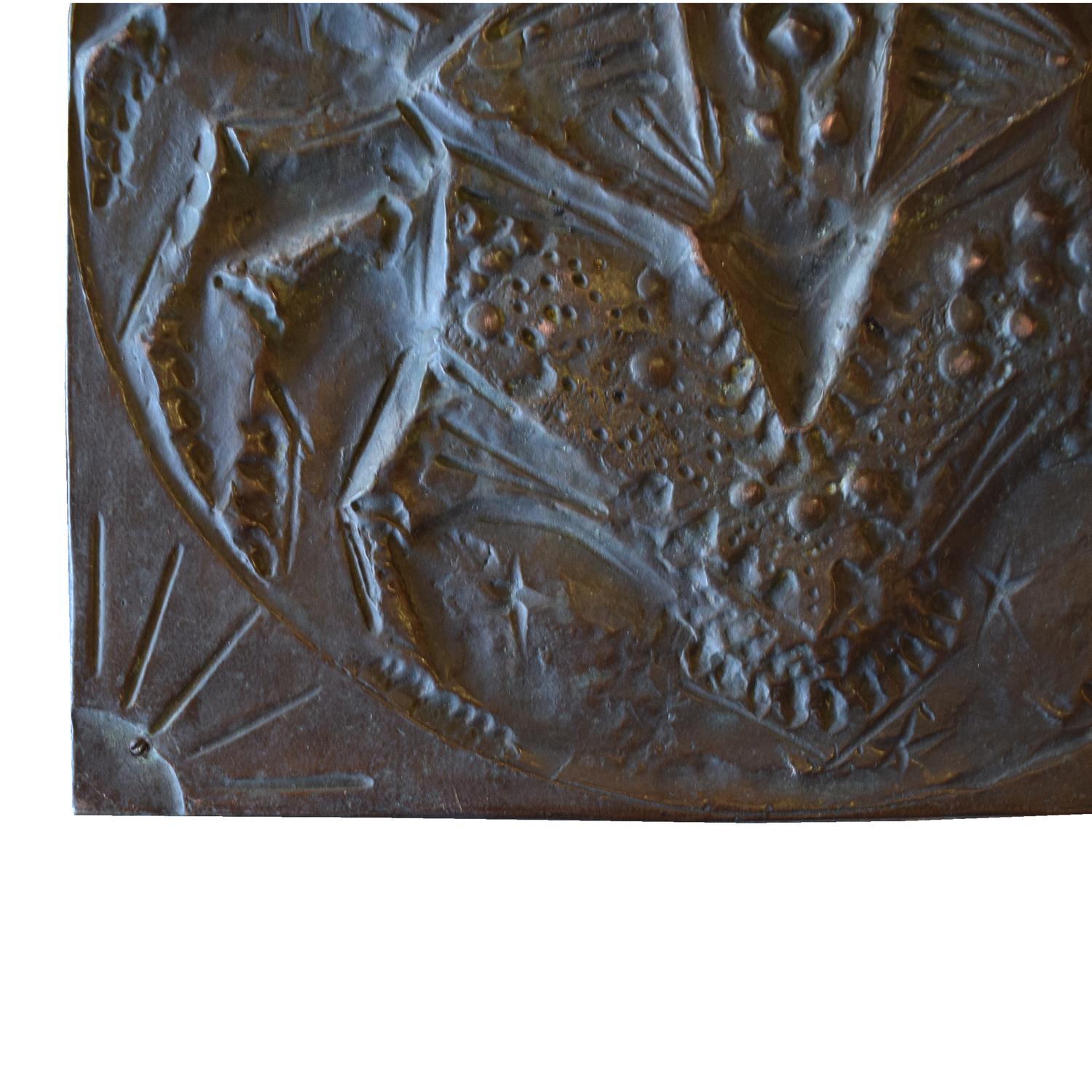 A Copper Cancer Zodiac Sign 13" W x .5" D x 13" H — Italy, Mid-20th Century