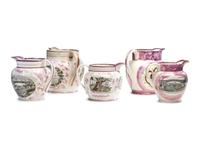 Five Sunderland Luster Jugs