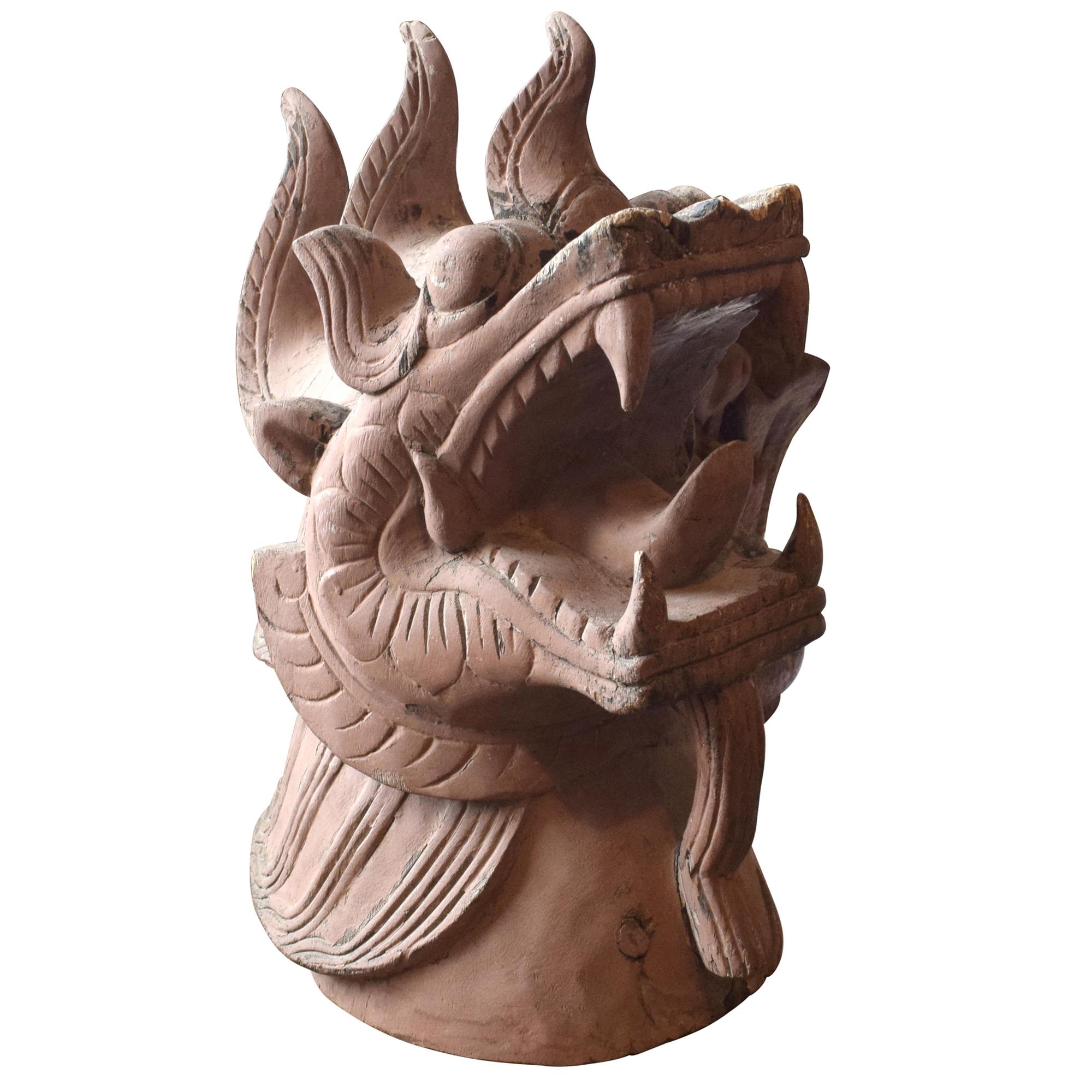 A Carved Wood Dragon Finial 8" W x 12" D x 18" H — Japan, 19th Century