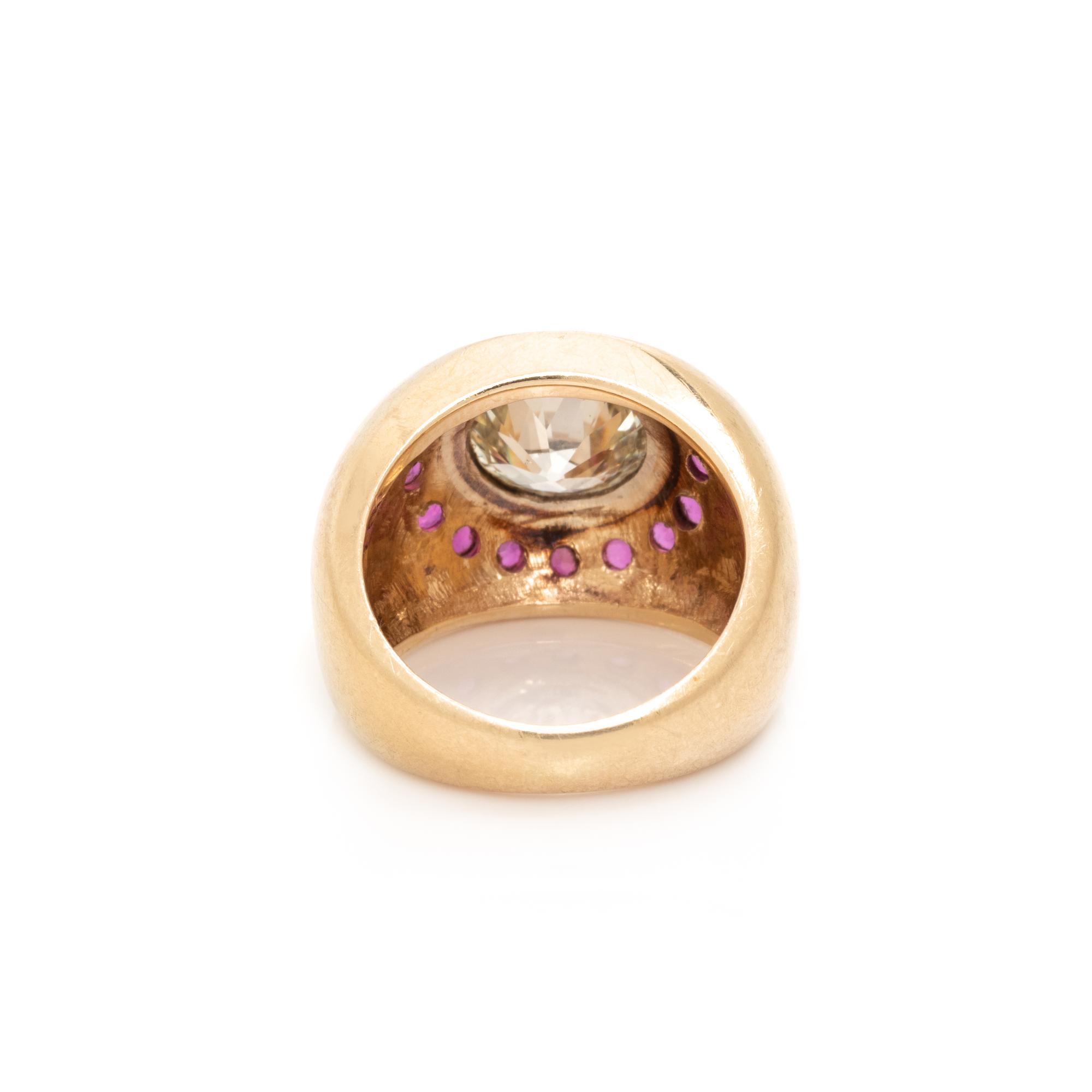 YELLOW GOLD, DIAMOND AND RUBY RING