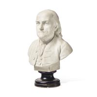 A Sevres Bisque Porcelain Bust of Benjamin Franklin, After the Example by Jean-Jacques Caffieri (French, 1725-1792)