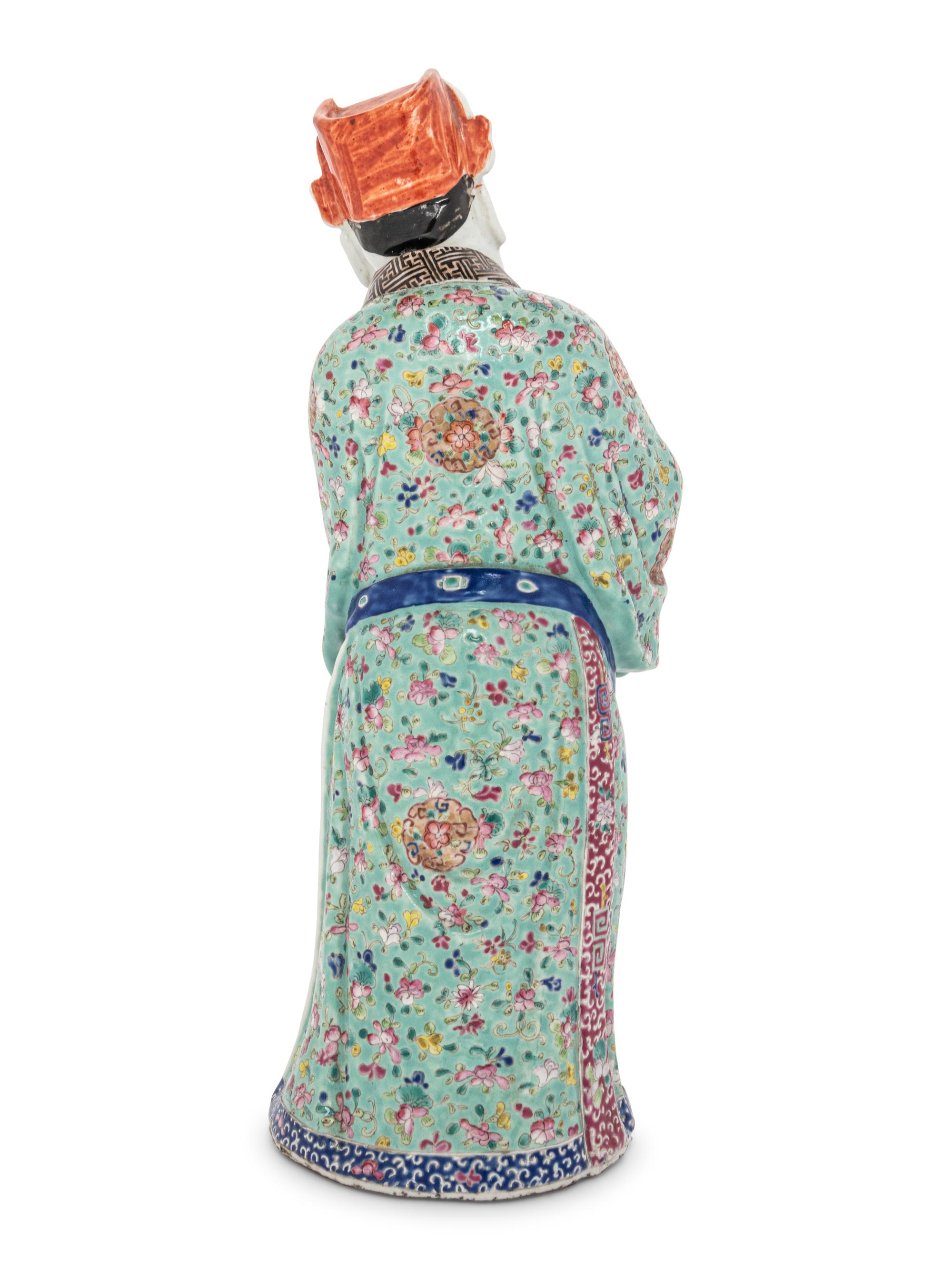 A Chinese Famille Rose Porcelain Figure of a Male