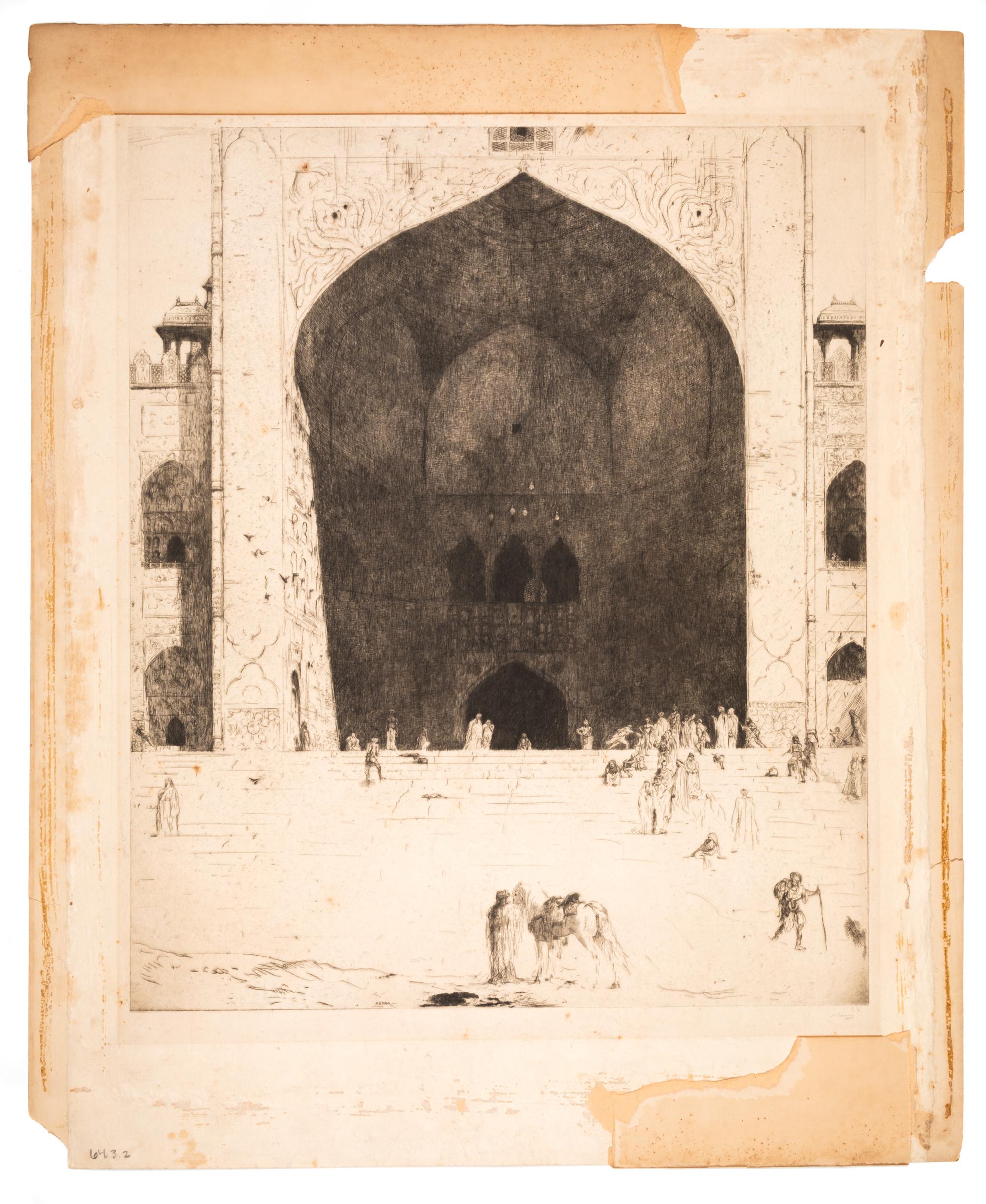 Marius Bauer, (Dutch, 1867-1932), A group of five works: Tent Bazaar, A Bazaar at Damascus, North Porch, Figures at Mosque Steps togeth