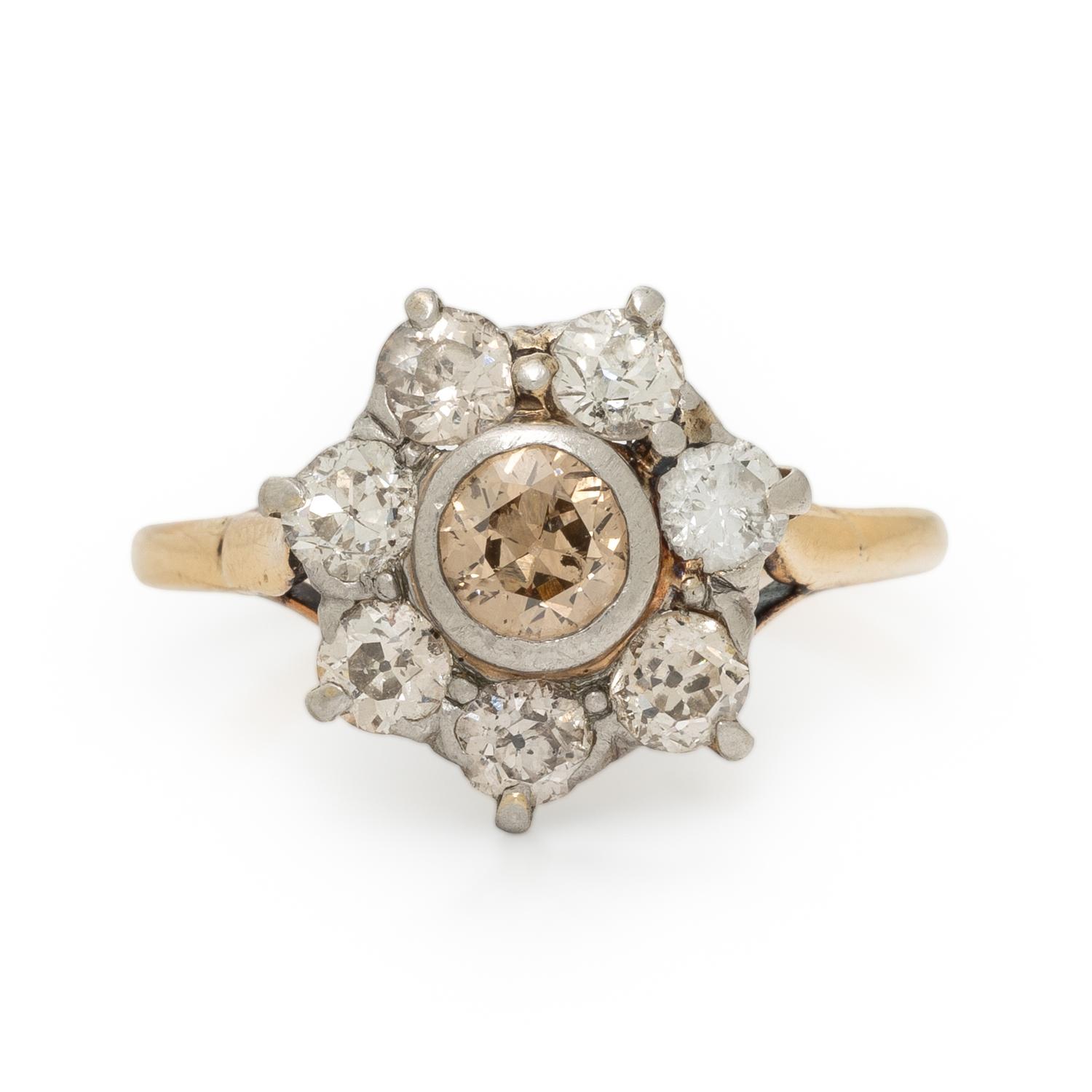 COLORED DIAMOND AND DIAMOND RING